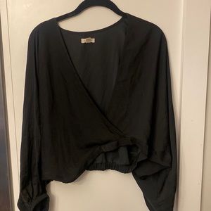 Silence + Noise satin black blouse